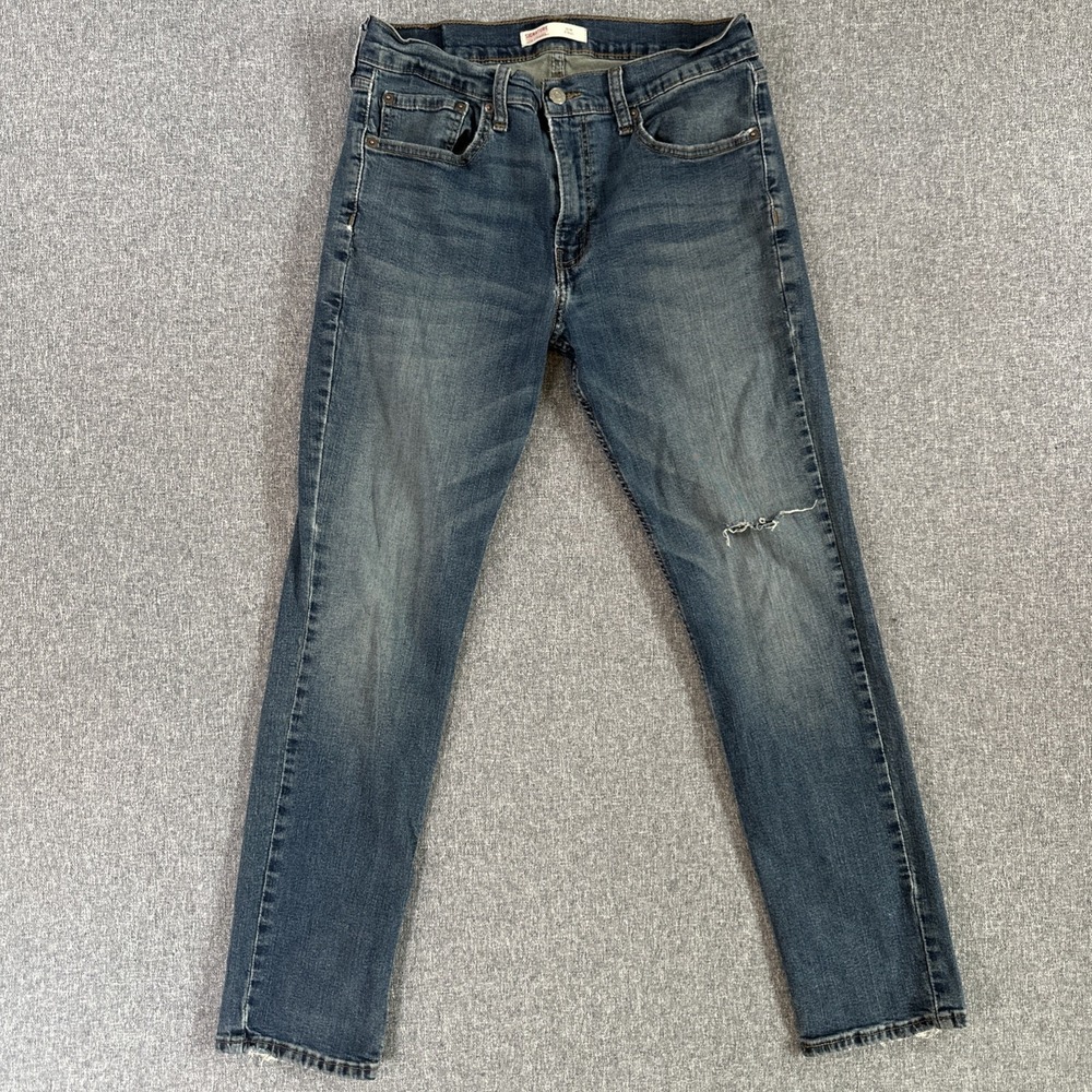 Signature by Levi Strauss Slim Jeans Blue Denim W33 L30 Men's Distressed Knee